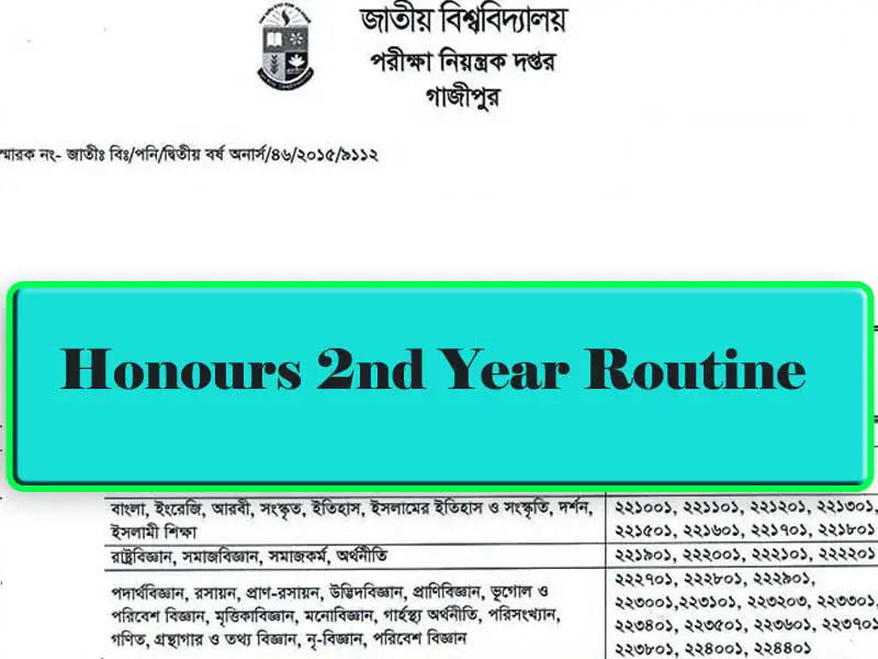 Honours 2nd Year Routine 2019