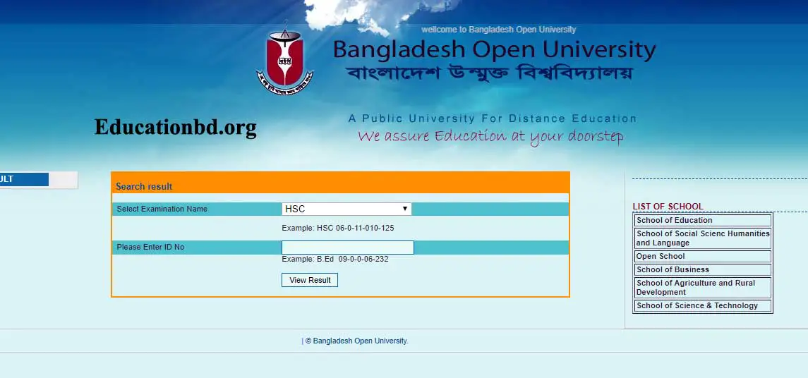 BOU HSC Result 2019
