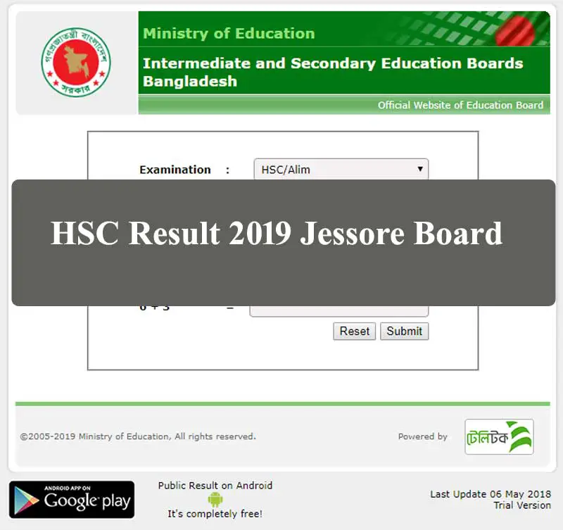 HSC Result 2019 Jessore Board